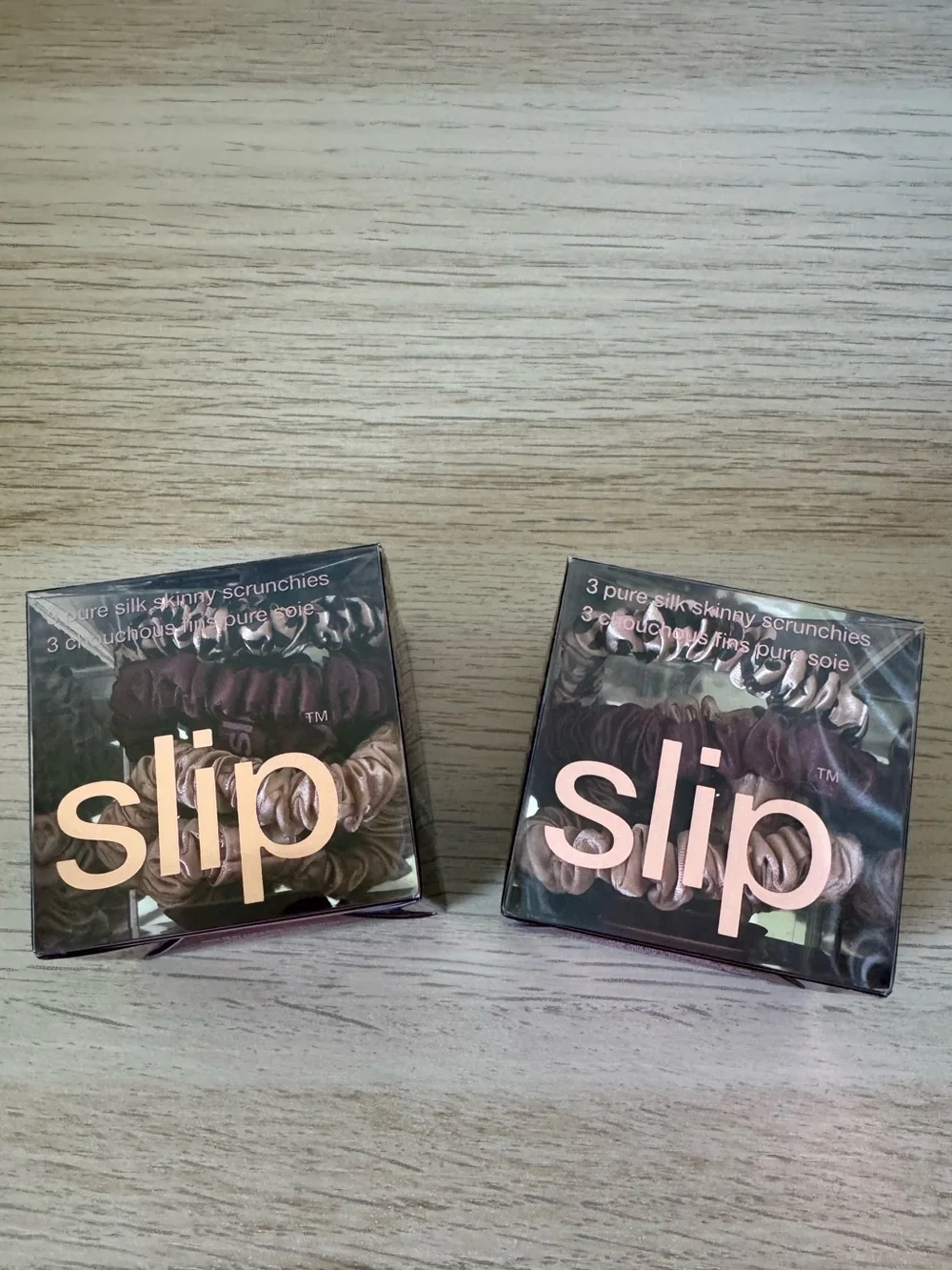 Slip 3-Pack Pure Silk Skinny Scrunchies Neutral Tones x 2 Boxes 6 Hair Ties NWT